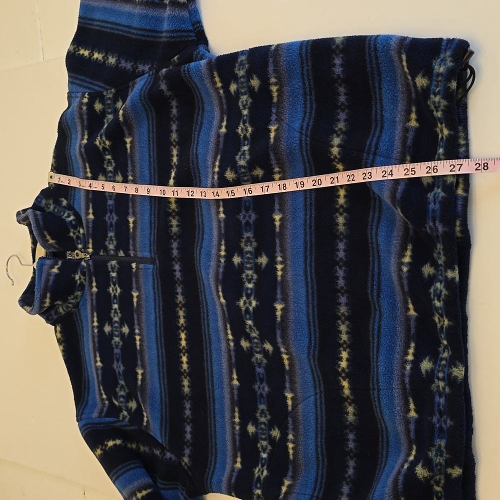 Lands' End Men's Pull over 1/4 Zip Polartech Sweater Print Blue Green Size Large - Picture 16 of 16